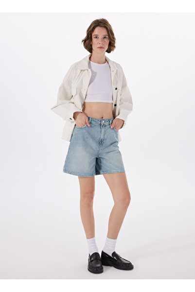 HUGO Yüksek Bel Regular Fit Mavi Kadın Denim Şort 50538863