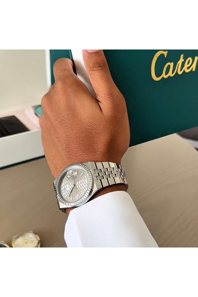 catera Men's watch with a silver-colored steel strap and a gray dial