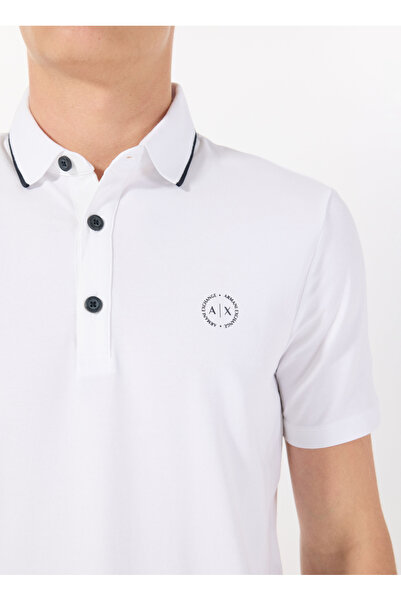 Armani Exchange Λευκό ανδρικό μπλουζάκι πόλο 8NZF70 Z8M9Z 1100 POLO T-SHIRT