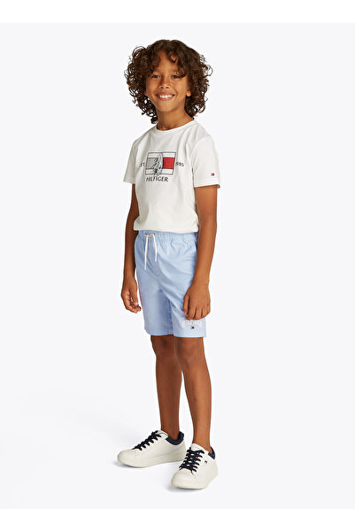 Tommy Hilfiger Lastikli Bel Regular Fit Mavi Erkek Çocuk Şort KB0KB09642C1O