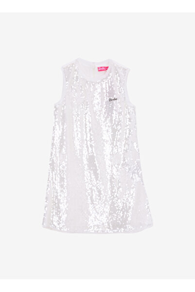 Barbie Payetli Ekru Kız Çocuk Abiye Elbise BRB5SG-ELB6549