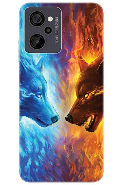 CASPER Via M40 / Via M45 Uyumlu Kılıf Desen Baskılı Silikon Alev ve Kurtlar STK:489 CP-xm4pL94