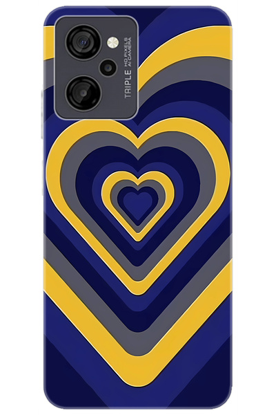 CASPER Via M40 / Via M45 Uyumlu Kılıf Desen Baskılı Silikon Sarı Lacivert Kalp STK:1003 CP-L2xr0Ox