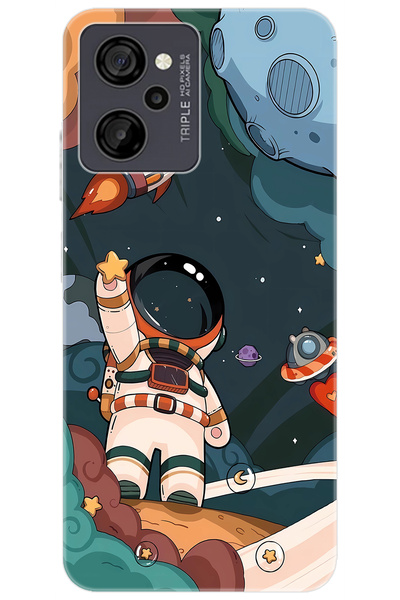 CASPER Via M40 / Via M45 Uyumlu Kılıf Desen Baskılı Silikon Astronot STK:696 CP-vBugWis