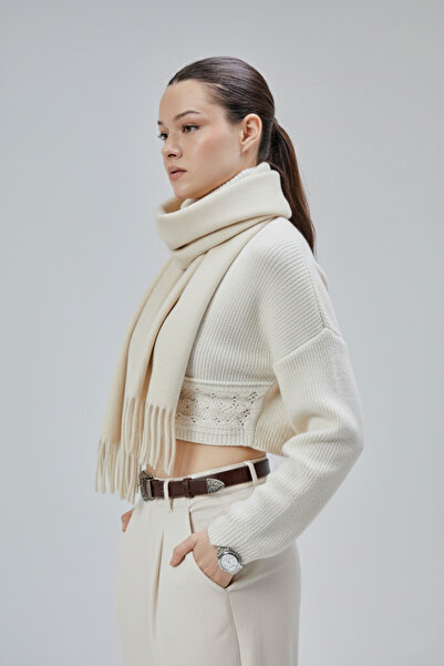 derikem Women's Soft Textured Acrylic Basic Winter Shawl Cream