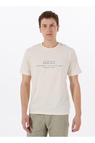 Jack & Jones Bisiklet Yaka Beyaz Erkek T-Shirt 12288375_JORREMINDER TEE SS CREW NE
