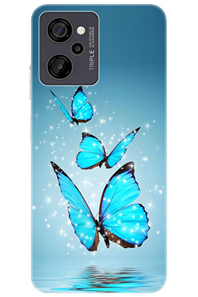CASPER Via M40 / Via M45 Uyumlu Kılıf Desen Baskılı Silikon Mavi Kelebek STK:710 CP-MowgkoC