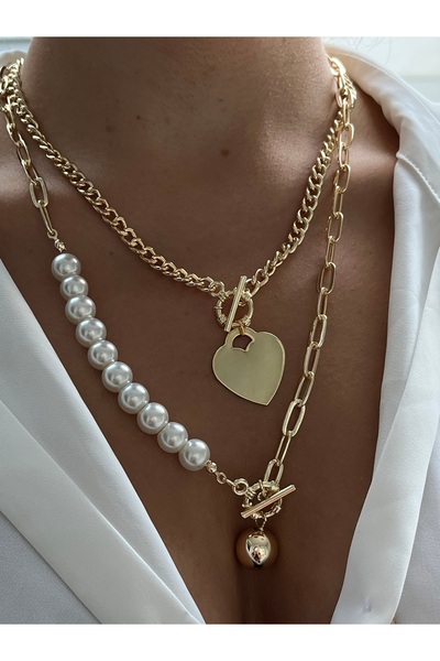 Twinssis Accessories Düğüm Kilit Plaka Kalp Chain Kolye