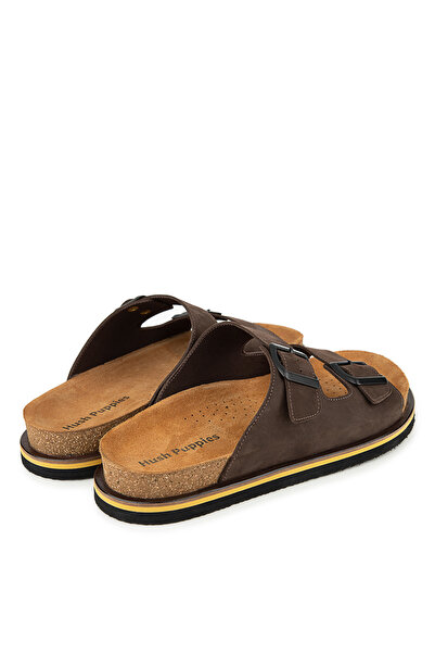 Hush Puppies Καφέ Ανδρικές Δερμάτινες Παντόφλες Brasa