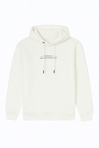 CLIPMAN Ανδρικό φούτερ με κουκούλα με στάμπα σε λεπτή εφαρμογή, λευκό