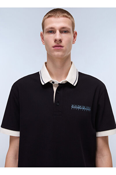 Napapijri Np0a4id49411-e-zeri Ss Siyah Relaxed Erkek T-shirt