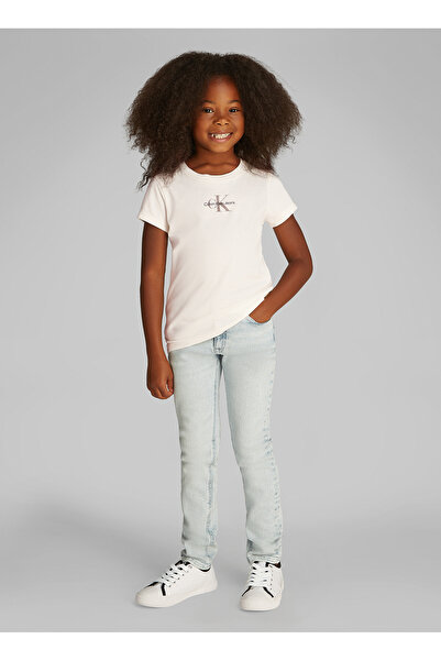 Calvin Klein Baskılı Ekru Kız Çocuk T-Shirt IG0IG028600GE