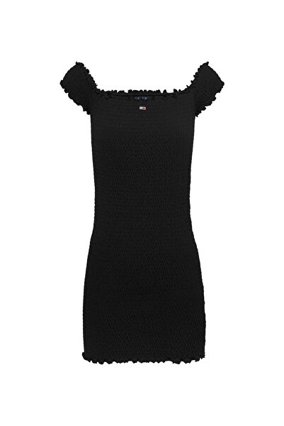 Tommy Jeans Yuvarlak Yaka Siyah Kısa Kadın Elbise DW0DW20298BDS