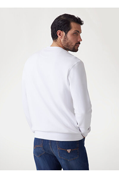 Guess Bisiklet Yaka Beyaz Erkek Sweatshırt M5GQ08KCN01G011 BEAU CN SWEATSHIRT