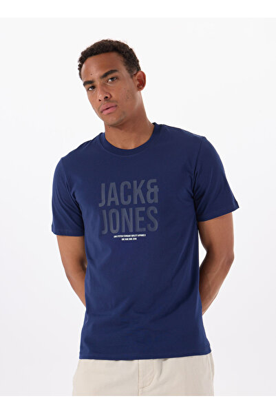 Jack & Jones Bisiklet Yaka Lacivert Erkek T-Shirt 12288525_JCOTONAL TEE SS CREW NECK