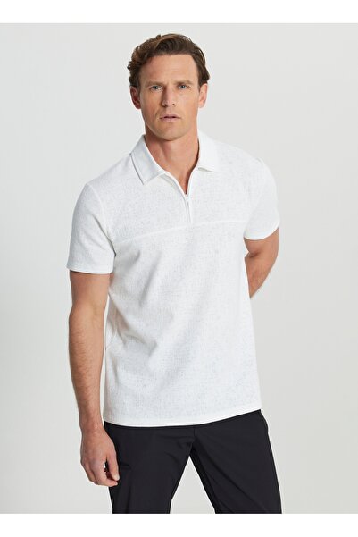 ALTINYILDIZ CLASSICS Altınyıldız Classics Guler Polo jacard Ecru Bărbați tric...