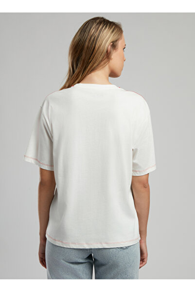 Lee Cooper Crew Neck Printed Ecru Women's T-Shirt 252 Lcf 242014 Karbe Ecru-K