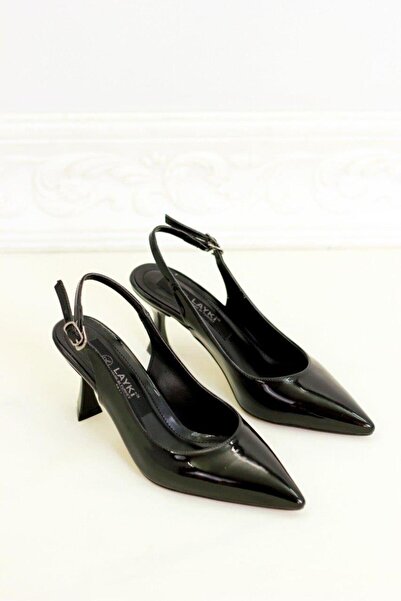 layki Evolian Black Colored Shiny Women's Heeled Shoes