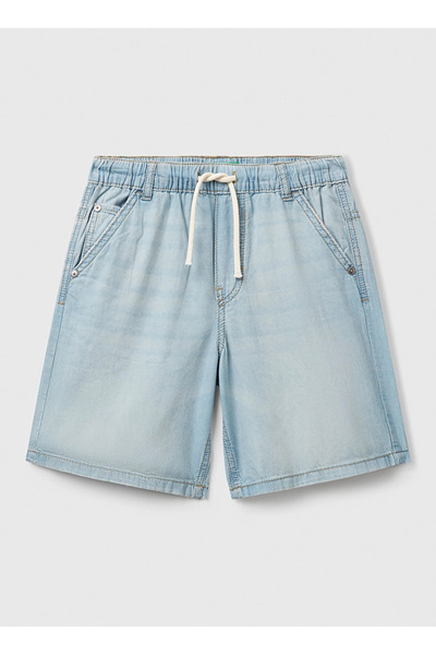 Benetton Normal Bel Regular Fit Açık İndigo Erkek Çocuk Şort 4DHJC9047