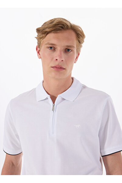 Mustang Baskılı Beyaz Erkek Polo T-Shirt M5SM-TST1324