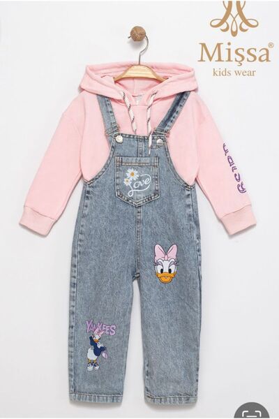 Mişsa Bebe Girl's Jeans Salopet Denim 3-6 Years 2 Pieces