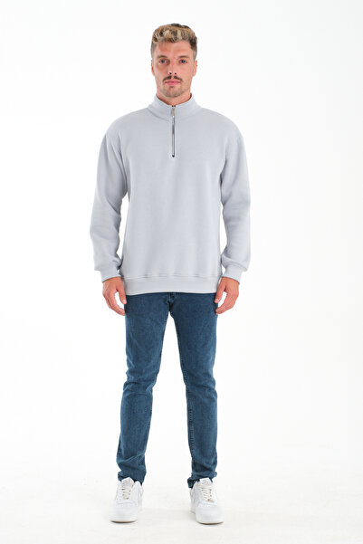 KAPHONE Erkek Yarım Fermuarlı 3 İplik İçi Polarlı Şardonlu Sweatshirt