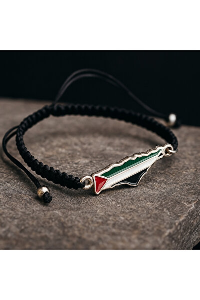 Zaytoon Bilezik, Renkli Filistin Haritası Tasarımlı Ayarlanabilir İpli Unisex Hediyelik Bileklik