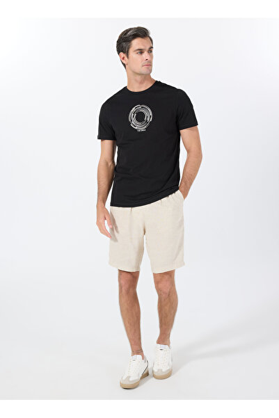 People By Fabrika Bej Erkek Basic Keten Karışımlı Bermuda Şort PBF5SM-SHT 9540