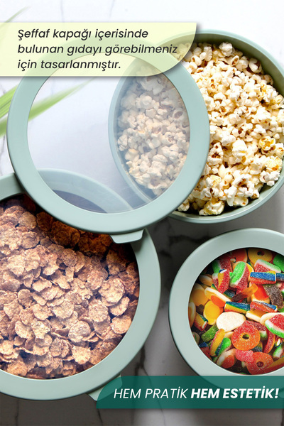 MYBOX Ayza 4 Lt Dough Kneading Bowl - Round Basin with Lid - Multi-Purpose Mixing and Storage Container