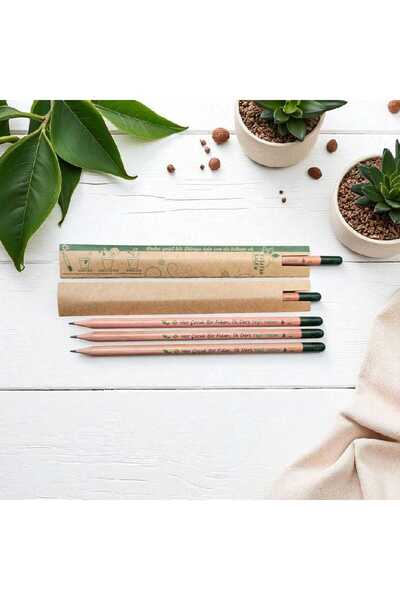 Yaşayan Kalem 50 Pieces Green Homeland Theme Printed Seed Pens (Pine Seed)
