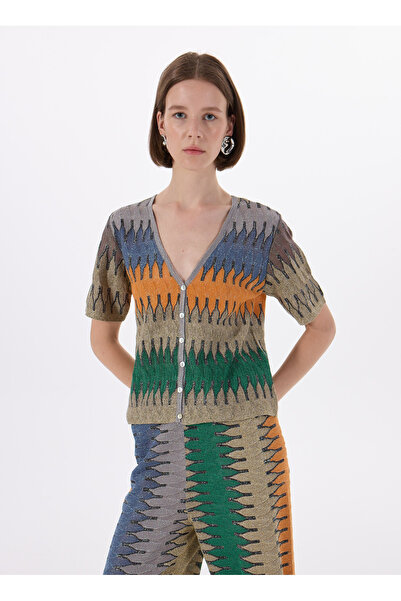 Fabrika V Yaka Düz Çok Renkli Kadın Bluz F5SL-BLZ0232