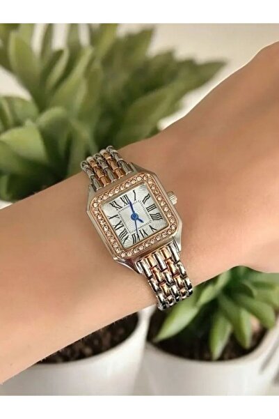 Leerybee Rose Gold Renk Mıknatıslı Kordon Taşlı Dokunmatik Ekranlı Kadın Saati