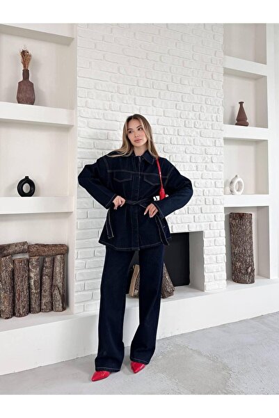 MODA Σετ τζιν πουκάμισο με δέσιμο