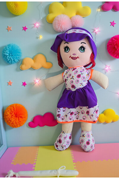 grs oyuncak Bez Bebek 50cm Mor Renkli Elbise Eğitici Oyuncaklar Kız Çocuk Oyu...