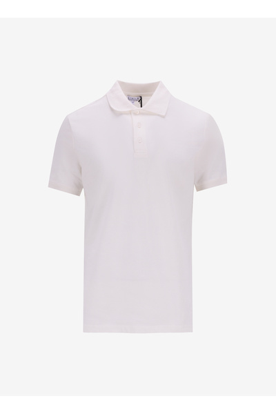 LİMON COMPANY Limon Düz Beyaz Erkek Polo T-Shirt MML5SM-TST 9546