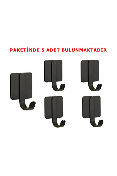 ardini Kendinden Yapışkanlı Askılık Mat Siyah 03 Pakette 5 Adet