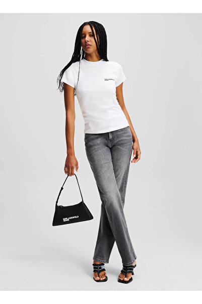Karl Lagerfeld Jeans Bisiklet Yaka Düz Beyaz Kadın T-Shirt A1W17004