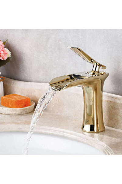 FKN Şelale Kısa Altın Lavabo Bataryası