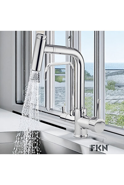 FKN Chrome Color Spiral Brass Sink Faucet - Purified