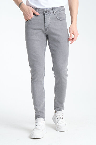 OneZero Men's Lycra Jeans Gray Straight Slim Fit Skinny Fit Buttoned Trousers