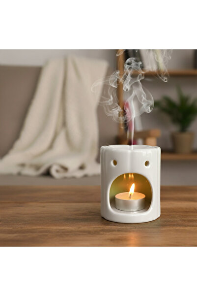 MumvemuM Seramik Beyaz Çiçek Model Buhurdanlık