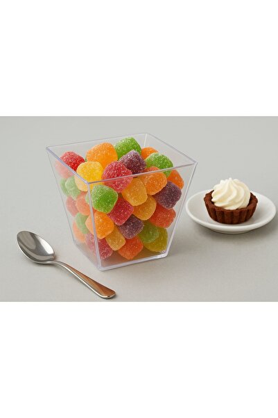 Kristal Plastic Prism Cubic Bowl 60cc 24 Pieces - Without Lid
