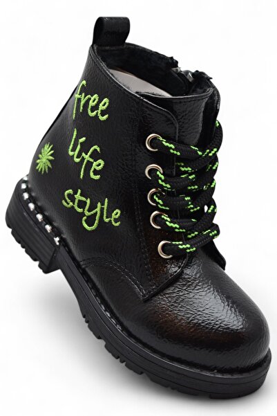 ISPARTALILAR 271 Orthopedic Lace up Zippered Girl's Baby Boots Shoes Furry Girl's Boots
