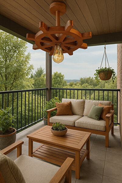 SİMETRİ AVİZE Ahşap Avize Dümen