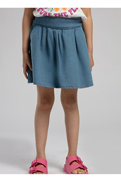 Lee Cooper Fusta scurtă pentru fetiță, talie normală, confortabilă, albastră cu imprimeu 252 LCG 126001