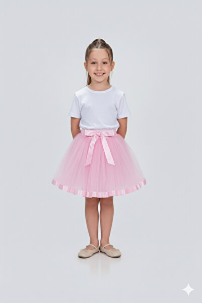 Sibel Günay Butik Girl's Tutu Skirt |   April 23 – May 19 – Special Day Combination |   Pink |   Satin Ribbon & Ribbon Detailing