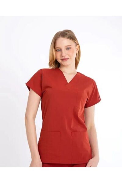 Uçak Medikal Yanık Turuncu U-flex Likralı Tek Üst