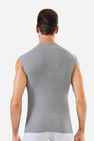 Arma Yıldız Men's Cotton Gray T-Shirt Zero Sleeve Crew Neck Sleeveless Undershirt 2 Pack