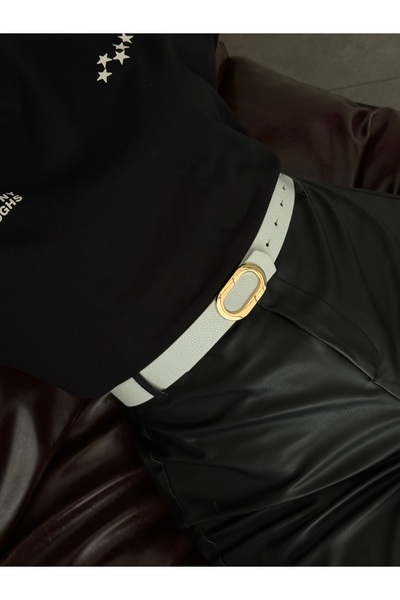 LİA KEMER Oval Buckle Gold Belt, Jacket Belt, Pants Belt, Casual Belt