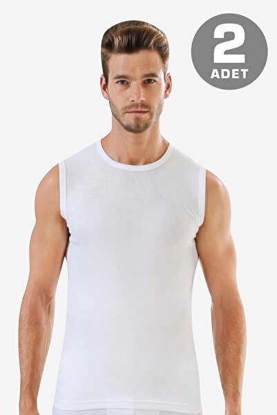 Arma Yıldız Чоловічий бавовняний білий футболка без рукавів, без коміра, без рукавів, 2 штуки в упаковці